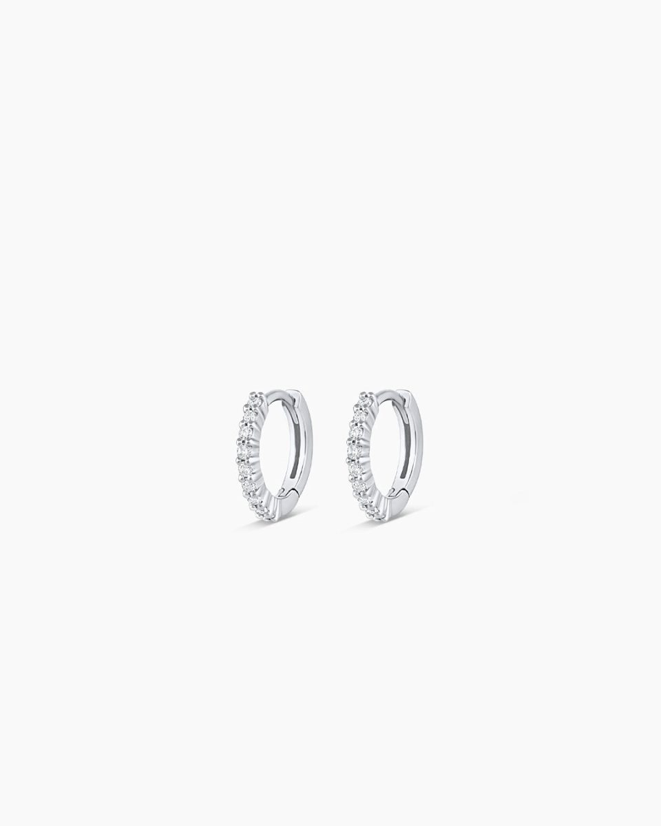 14k White Gold Diamond Pavé Huggies