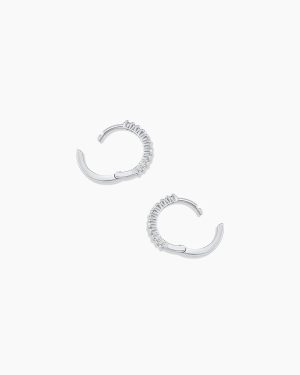 14k White Gold Diamond Pavé Huggies