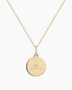 Diamond Zodiac Coin Charm Necklace