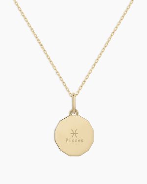 Diamond Zodiac Coin Charm Necklace
