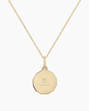 Diamond Zodiac Coin Charm Necklace