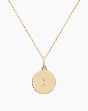 Diamond Zodiac Coin Charm Necklace