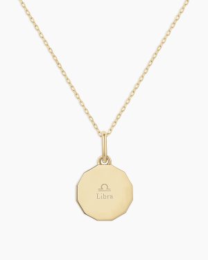 Diamond Zodiac Coin Charm Necklace