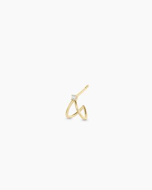 Diamond Solitaire Split Single Huggie