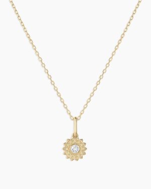 Sun Birthstone Charm Necklace