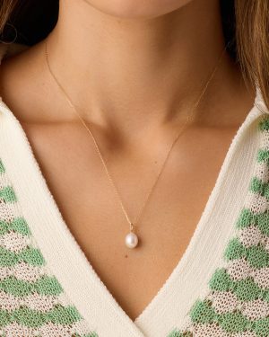 14k Gold Pearl Charm