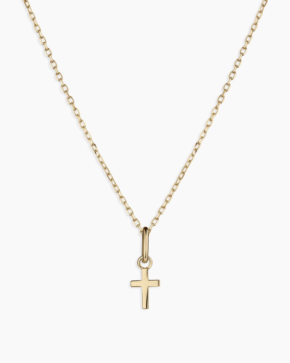 14k Gold Cross Charm Necklace