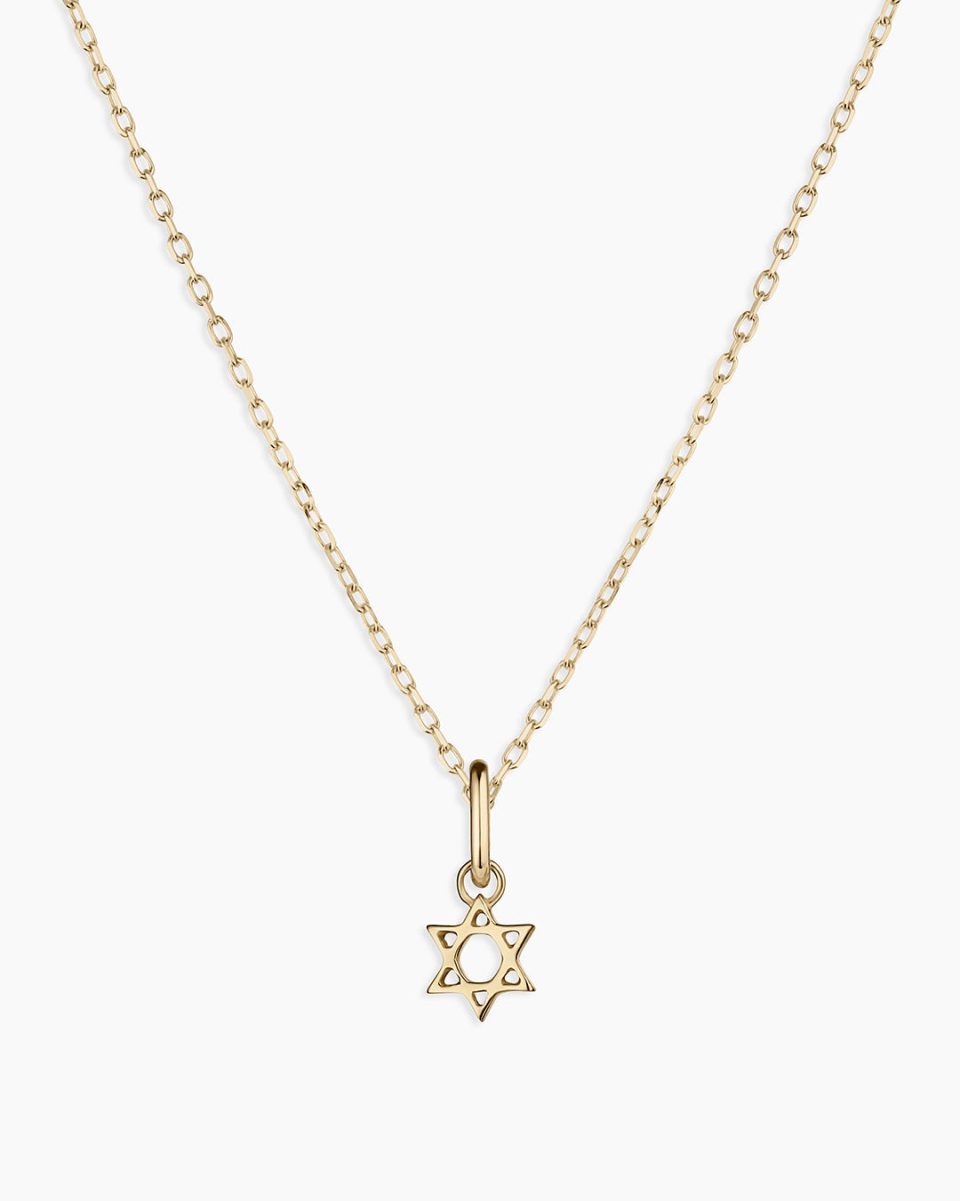 14k Gold Star of David Charm Necklace