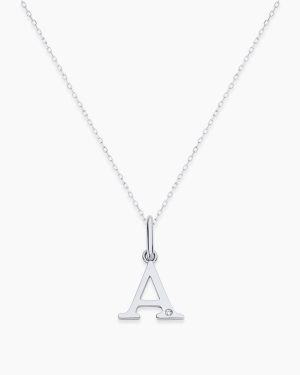 Diamond Vintage Alphabet Charm Necklace