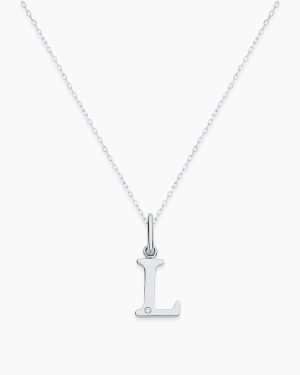 Diamond Vintage Alphabet Charm Necklace