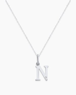 Diamond Vintage Alphabet Charm Necklace