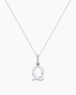 Diamond Vintage Alphabet Charm Necklace