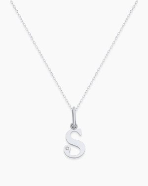 Diamond Vintage Alphabet Charm Necklace