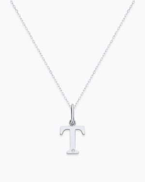 Diamond Vintage Alphabet Charm Necklace