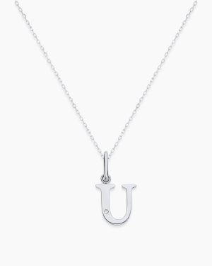 Diamond Vintage Alphabet Charm Necklace