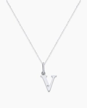 Diamond Vintage Alphabet Charm Necklace