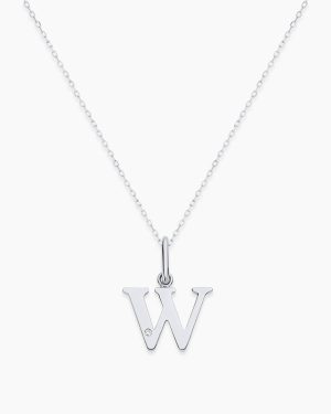 Diamond Vintage Alphabet Charm Necklace