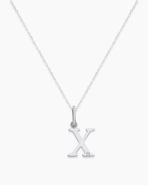 Diamond Vintage Alphabet Charm Necklace