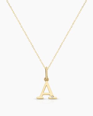 Diamond Vintage Alphabet Charm Necklace