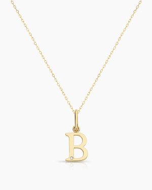 Diamond Vintage Alphabet Charm Necklace