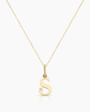 Diamond Vintage Alphabet Charm Necklace