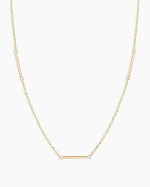 14k Gold Rose Bar Necklace